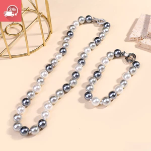 Vòng tay / vòng cổ / vòng cổ đa năng chống phai màu ngọc trai đen trắng cổ điển mới