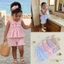Bộ trang phục mùa hè cho bé gái 6M-4Y Áo xếp nếp tay bay kẻ sọc thời trang có quần short Bộ 2 chiếc