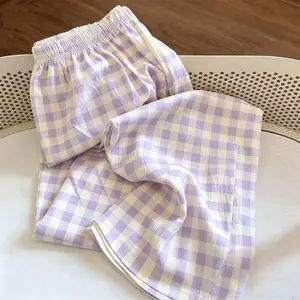 Quần Pyjama dáng rộng mùa hè có thể mặc bên ngoài Đi bộ cong thông thường Quần đi trong nhà Kiểm tra Quần muỗi