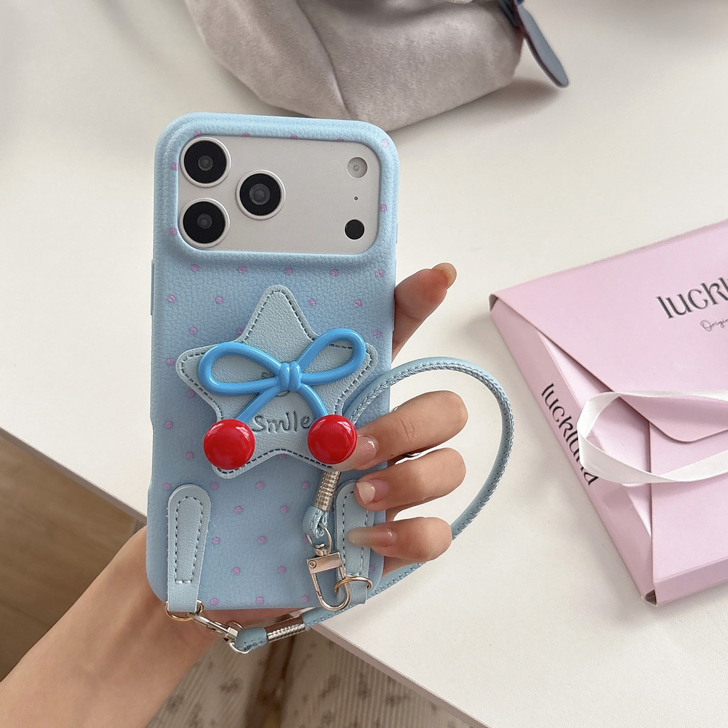 Ốp điện thoại chấm bi hình anh đào hình ngôi sao cho iPhone 17 Pro Max 16 Pro Max 15 14Plus 13 12 11 11 Pro Max VHCG