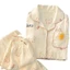Bộ đồ ngủ gồm áo cardigan dài tay, quần dài có đệm ngực, phong cách ngọt ngào họa tiết mây nhăn, bộ hai món mặc nhà