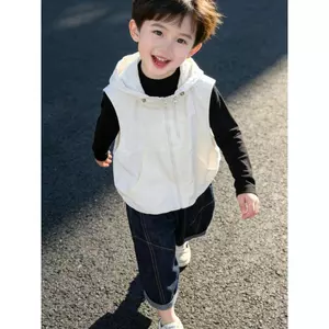 Trẻ Em Có Mũ Trùm Đầu Áo Bé Trai Bé Gái Mùa Xuân Thu Phong Cách Mới Phiên Bản Hàn Quốc Thời Trang Áo Khoác Không Tay Áo Khoác Ngoài Mặc