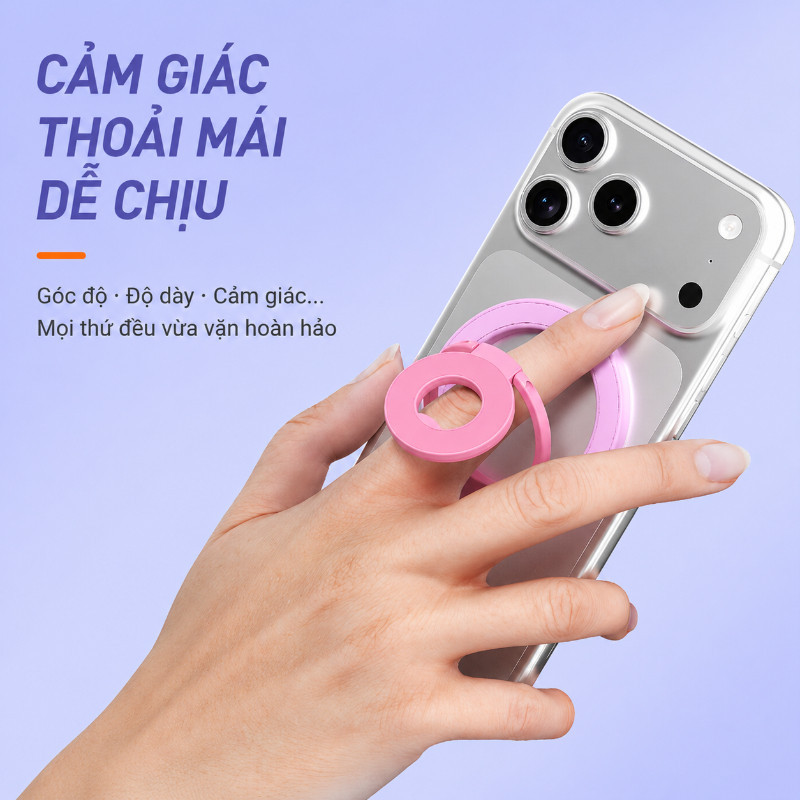 Giá Đỡ Nhẫn Điện Thoại Từ Tính Kép,Khối Màu Dopamine,Chân Đế Gập Chắc Chắn,Dùng cho iPhone và Android