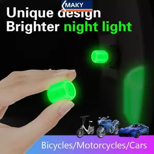 MAKY 4 Mũ Van Lốp Dạ Quang Cho Ô Tô Xe Máy Xe Đạp Bánh Xe Trung Tâm Dụng Cụ Tạo Kiểu Phát Sáng Trong Bóng Tối Van Thân Không Khí Bụi Vành Bao Phụ Kiện VN