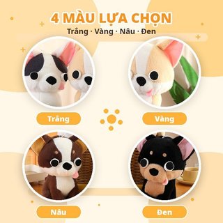 Gấu bông chó Chihuahua – Nhồi bông mềm mại, dễ thương – Trang trí phòng ngủ, để bàn – Ôm ấm áp – Kích thước vừa tay