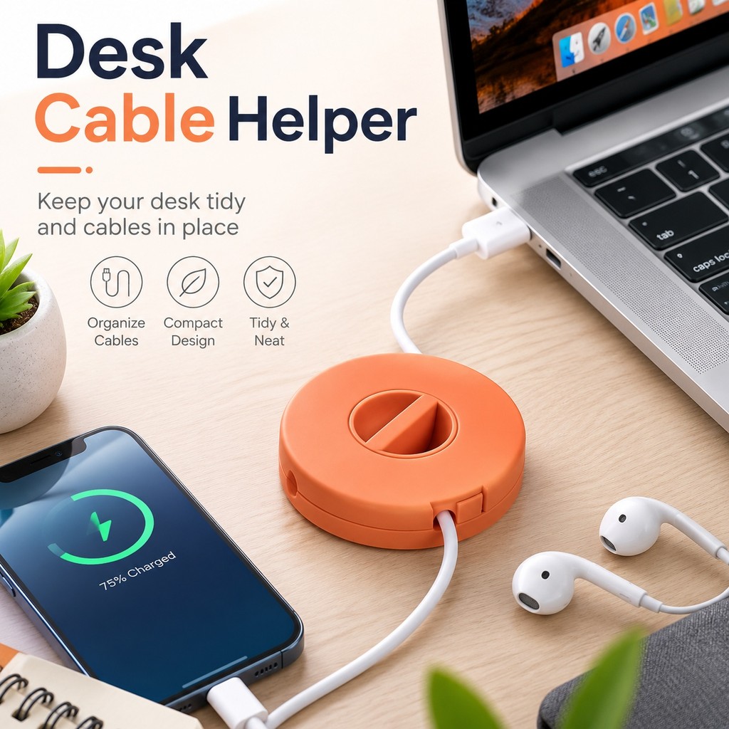 Hộp sắp xếp cáp để bàn tròn thực tế, để sạc cáp, lưu trữ cáp
