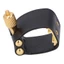 Phụ kiện Saxophone YICA Alto, Dây đeo ống ngậm bằng da và kim loại màu đen, Dây buộc Alto Sax có thể điều chỉnh cho Alto Saxophone