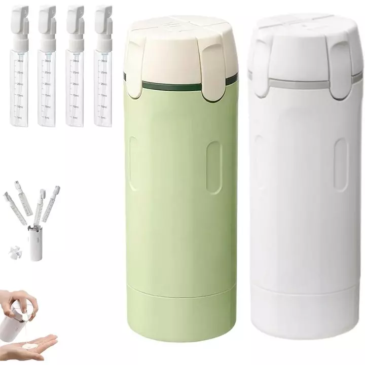 Bình đựng đồ vệ sinh du lịch bốn trong một HIKI, Bộ chai đựng đồ vệ sinh du lịch di động, Dầu gội di động trong suốt, Kem dưỡng da, Hộp đựng dầu xả (+ Green-2 chiếc)
