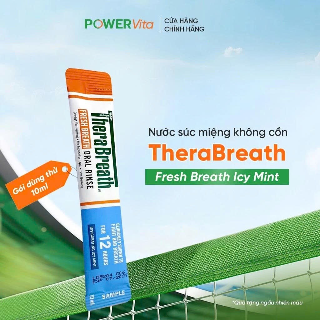Nước Súc Miệng TheraBreath Icy Mint Vị Bạc Hà Sảng Khoái Màu Xanh Dương - 473ml