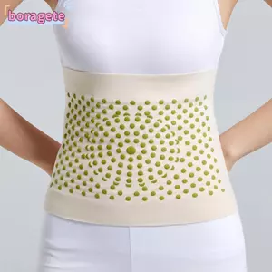 Dây thắt lưng ấm áp BORAGETE, Dây thắt lưng lưng dưới trị liệu Mugwort nóng, Bảo vệ eo tự sưởi ấm có độ đàn hồi cao