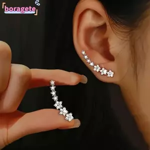 Bông tai đinh tán BORAGETE, Bông tai hình học hình học bằng hợp kim kẽm, Phụ kiện nữ sáng bóng sang trọng Thiết kế thích hợp Bông tai cong Mặc hàng ngày