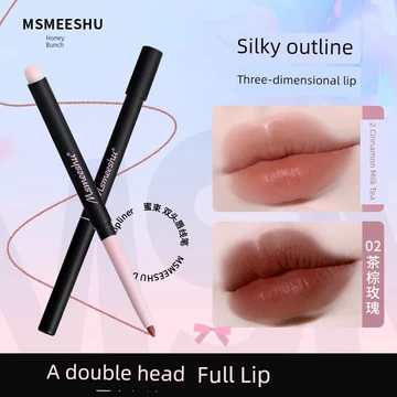 chì kẻ viền môi Honey Bunch Hai Đầu Lip Liner Brush Outline Lip Shape Matte Velvet Lipstick Long Lasting Lipstick Lip Brush Hai Trong Một