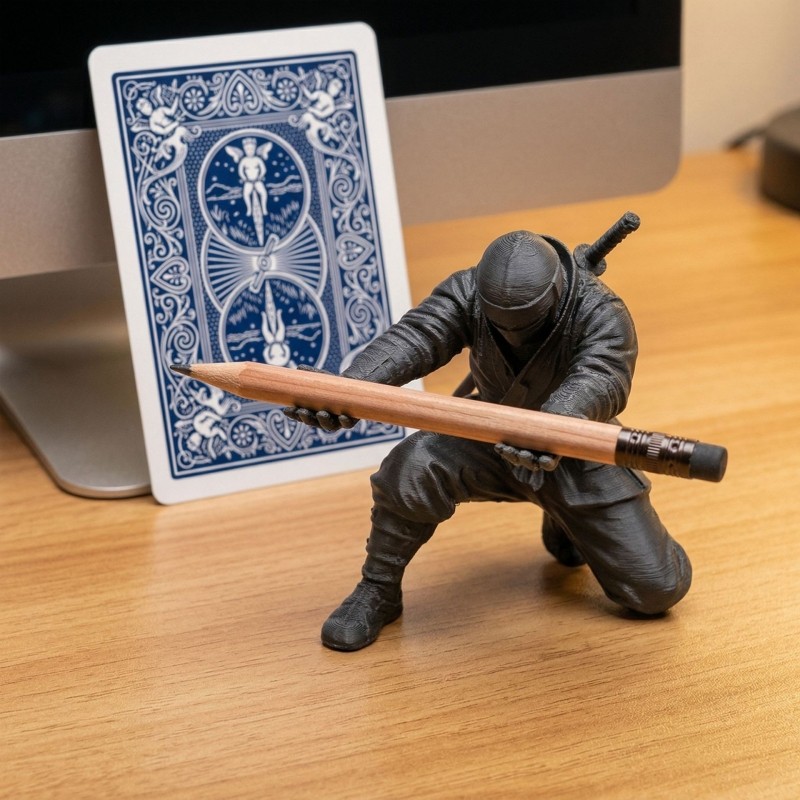 Hộp đựng bút Ninja màu đen sáng tạo Hộp đựng văn phòng phẩm để bàn vui nhộn