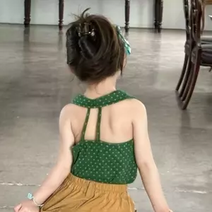 Trẻ em (0-140) Thời trang mùa hè chấm bi Star Patch Top