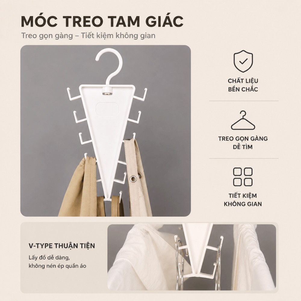 Móc Treo Quần Áo 12 Móc Đa Năng HOMIE,Giá Treo Phụ Kiện Xoay 360 Tiết Kiệm Không Gian,Chịu Lực Tốt