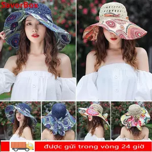 Mũ SAVORBOX Panama, Mũ xô chống tia cực tím vành rộng, Tấm che nắng ngoài trời gấp thời trang mùa hè dành cho nữ