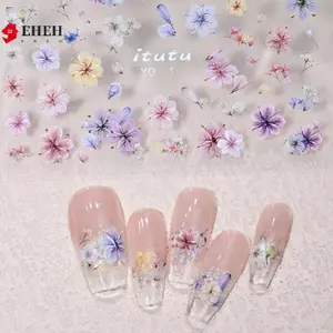 Vintage Thêu Hoa Mẫu Đơn Retro Trung Quốc Vua Hoa Sang Trọng Mềm Giảm Nổi Tự Dính Móng Tay Nghệ Thuật Làm Móng Tay VN