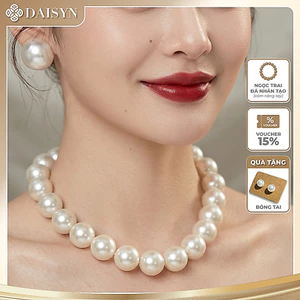 Choker Dây Chuyền Áo Dài, Dây Chuyền Áo Tấc, Vòng Cổ Cưới 1 Sợi Ngoc Trai Nhân Tạo 16mm - DAISYN