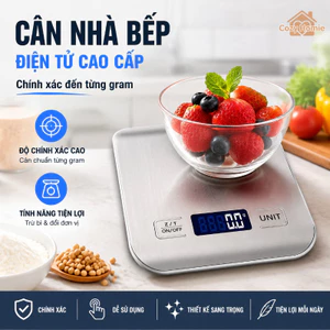 Cân Điện Tử Nhà Bếp Màn Hình LCD Độ Chính Xác Cao Trừ Bì Đổi Đơn Vị Cân Thực Phẩm