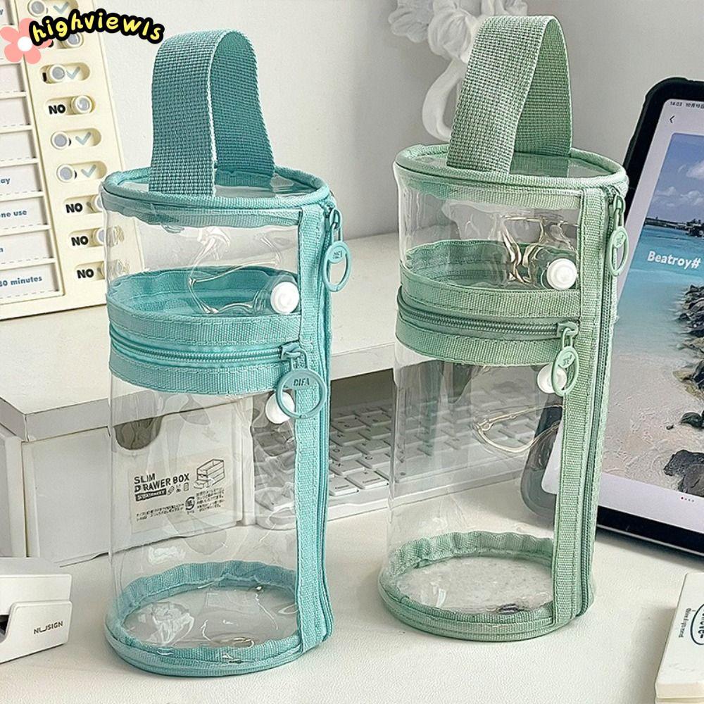 Bút Chì HIGHVIEWLS, Túi Đựng Bút Chống Nước Di Động, Quà Tặng Trong Suốt Trở Lại Trường Học PVC Hộp Bút 2 Trong 1 Học Sinh