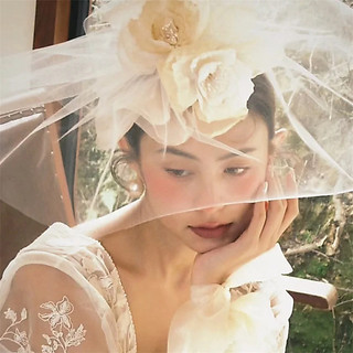 1 mảnh khăn choàng lụa thanh lịch bao phủ phụ kiện tóc hoa, tối giản kiểu Pháp cổ điển cao cấp, váy cưới cô dâu và phụ kiện tóc trang điểm