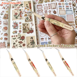 Nhíp dán cong FAVORITEGOODS, Nhíp nối dài mi bằng thép không gỉ in hình cổ xưa, Nhíp lông mi giả đầu cong đa năng DIY Craft Beading