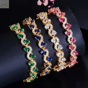 Vòng tay đá quý pha lê AWNGD, Khóa tôm hùm Phụ kiện nữ Vòng tay kim cương giả, Quà tặng Vòng tay chuỗi pha lê sóng Phụ nữ