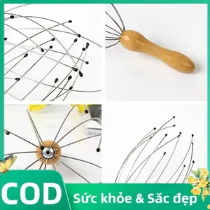Trong kho bạch tuộc đầu Massager với tay cầm bằng gỗ, làm giảm căng thẳng, chăm sóc sức khỏe công cụ cá tuyết