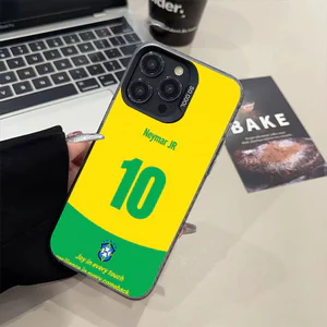 Ốp lưng iPhone Brazil phủ kim loại số 10 IMD iP 17 16 15 14 13 12 11 Pro Max Plus X Max 7 8 Plus Air