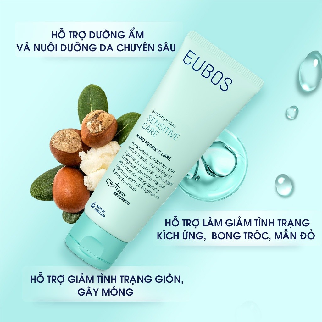 Combo 2 Kem Dưỡng Da Tay và Móng EUBOS Giúp Mềm Mịn, Dưỡng Ẩm An Toàn Cho Da Nhạy Cảm Tuýp 75ml