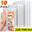AMLU 10 Cái / bộ Vỏ Bọc Sách, Vỏ Bảo Vệ Sách Chống Thấm Nước A4 / A5 / 16K, Sách Giáo Khoa Trong Suốt Đa Năng Đồ Dùng Học Tập Da