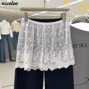 Rèm NICOLOO Fart dành cho nữ, Rèm thêu hoa Y2K hông, Viền ren đa năng hợp thời trang Tạp dề đẹp Quấn váy Quần trang trí