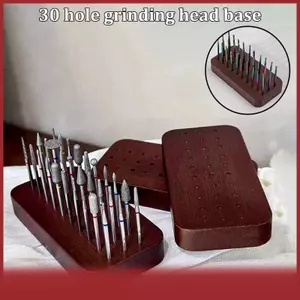 Cod 30 Khe Cắm Gỗ Óc Chó Nail Khoan Bit Tổ Chức Khay Máy Tính Để Bàn Đứng Cho Làm Móng Tay