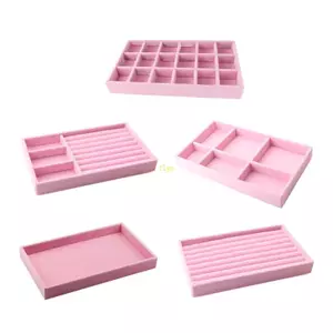 Flgo Nhung Màu Hồng Trang Sức Khay Bảo Quản Nhẫn Bông Tai Người Tổ Chức Chất Lượng Đẹp Khay Trang Sức 3 Khe 6 Khe Cắm 18 Khe