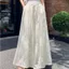 Trắng thêu mùa hè Phong cách mới dành cho nữ cạp cao co giãn dáng rộng hơn trông rộng có dây buộc Drape Quần thường ngày