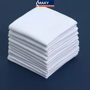 MAKY 6 / 12 Chiếc Trắng Mềm Cotton Khăn Tay Khăn Tay Quý Ông Khăn Tay DIY Màu Trơn Khăn Tay VN