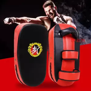 DARON Karate Punching Pad, Tấm đá chân tay bằng da PU cong, Dụng cụ đấm bốc có dây đeo cố định Dày chống mài mòn Boxing Kick Target Muay Thái