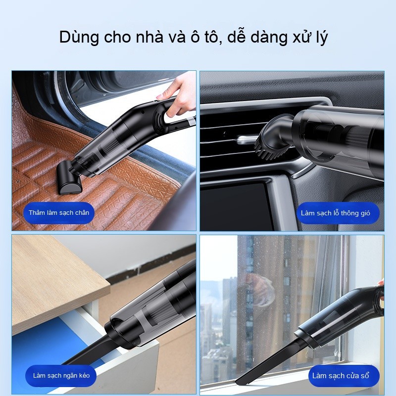 Máy Hút Bụi Cầm Tay Ô Tô - Lực Hút Cực Mạnh, Dùng Được Cho Gia Đình & Xe Hơi, Hút Sạch Lông Thú Cưng & Nước