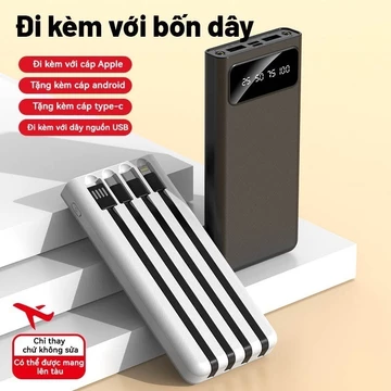 Sạc dự phòng 50000mAh pin sạc dự phòng Có 4 Dây Sạc Dây Sạc Iphone Samsung Xaomi Android