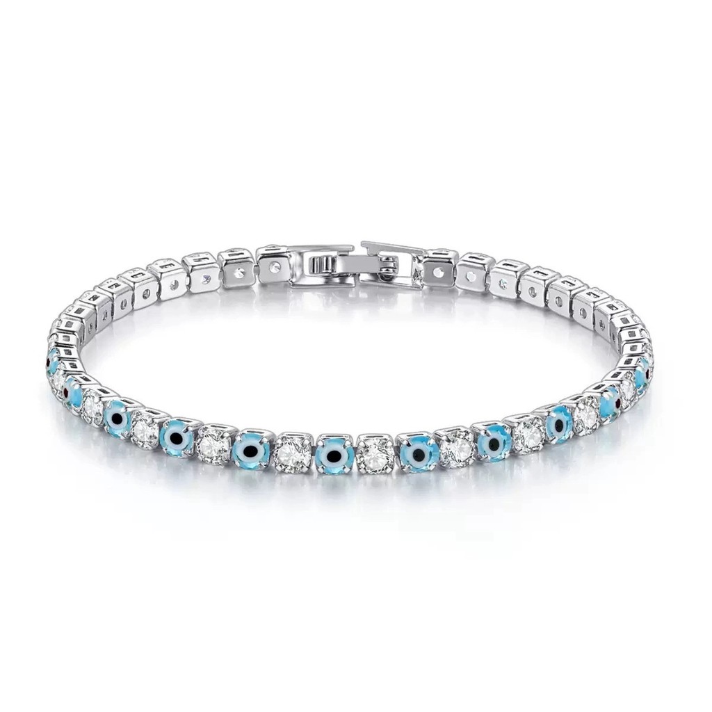 Vòng tay mắt đỏ nam phong cách châu Âu - Mỹ cao cấp với zircon tennis
