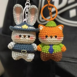Tự làm Judy Nick Fox Dễ thương Bunny Doll Handmade Wool Hook DIY Keychain Mặt