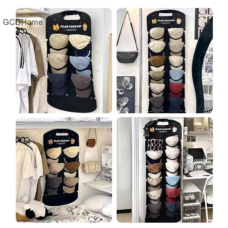 GCDHome Nỉ Mũ Tổ Chức Bao Lưu Trữ Móc Treo 6 / 12 Túi Mũ Hiển Thị Giá Đa Năng Dung Tích Lớn Cho Cửa Tường Tủ Quần Áo HOT