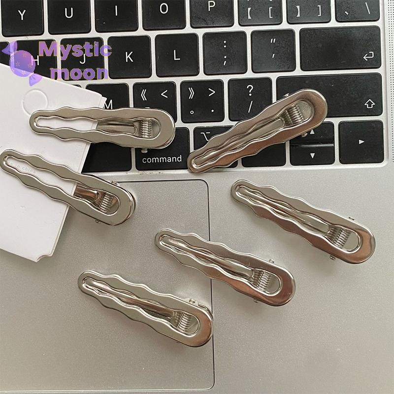 Kẹp cá sấu tóc kim loại màu bạc gợn sóngpunk dành cho bé gái và phụ nữ