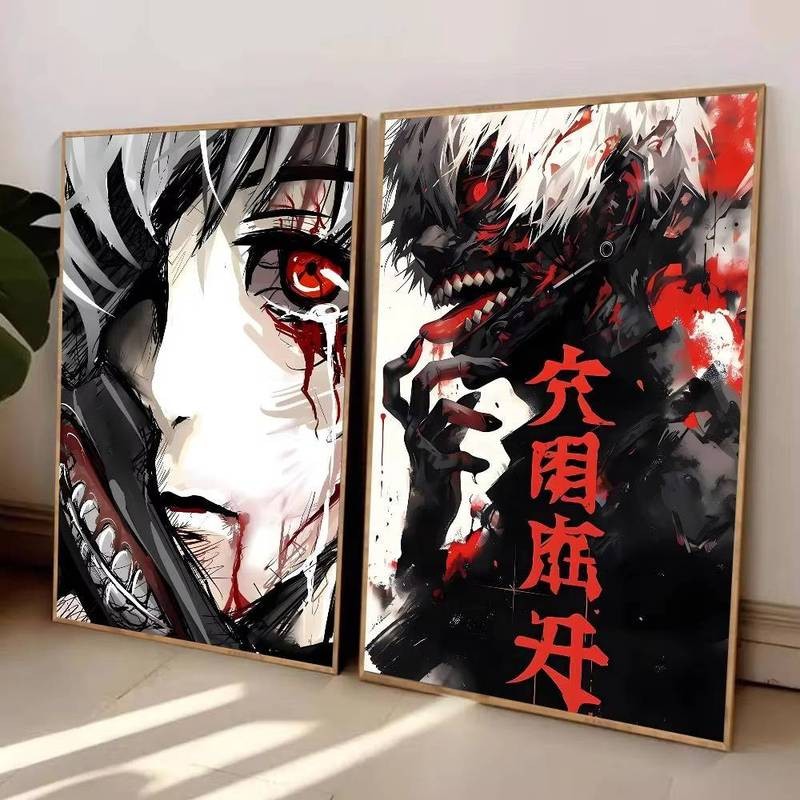 Poster nghệ thuật anime Tokyo Ghoul in canvas thích hợp cho mọi bức tường chống ẩm