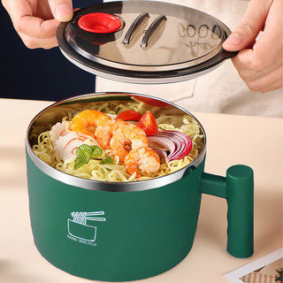 Bát Ramen Inox Dễ Thương Có Nắp 1000ml Mì Ăn Liền Có Tay Cầm Súp Ngũ Cốc Kawaii Chống bỏng Ký Túc Xá Sinh Viên
