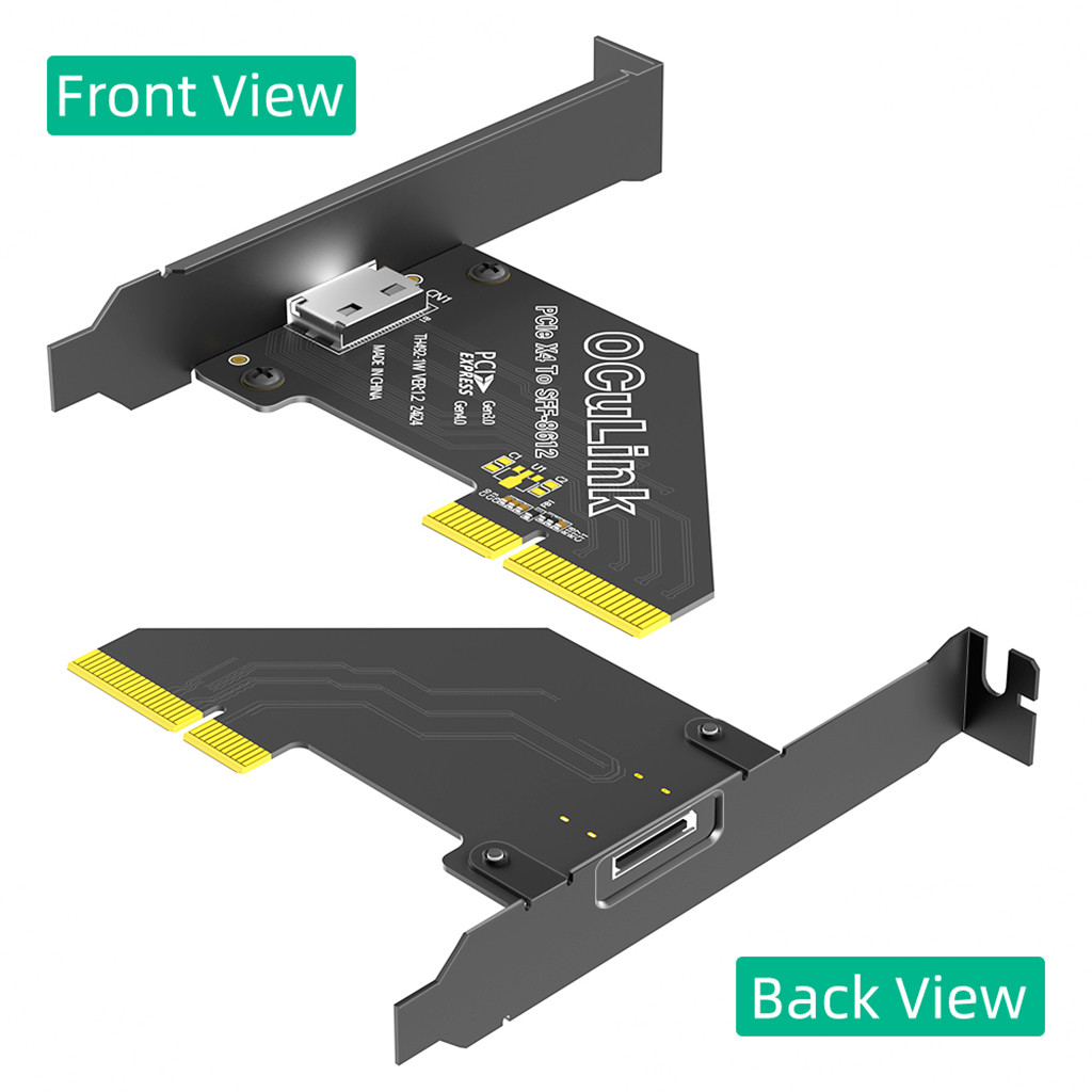 Thẻ chuyển đổi JMT PCI-E 4.0 1X / 4X sang Oculink SFF-8611 / 8612 với vách ngăn dài 120mm Chuyển đổi thành SSD SFF-U.2