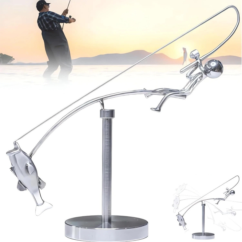 Fisherman Fishing Balance Sculpture Ornament