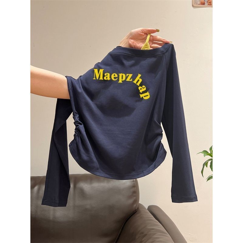 Milyfashion Dây Đeo Vai chéo Khâu Tay Dài T Giả Hai Mảnh Không Dây Màu Xám Đi Lại Thường Ngày Hàng Đầu Hợp Thời Trang Quần Áo Nữ