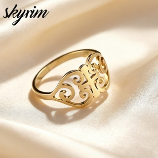 SKYRIM Thép Không Gỉ Vàng Trái Tim Nhẫn Đeo Chéo Nam Nữ Thời Trang Dainty Trang Sức Phụ Kiện