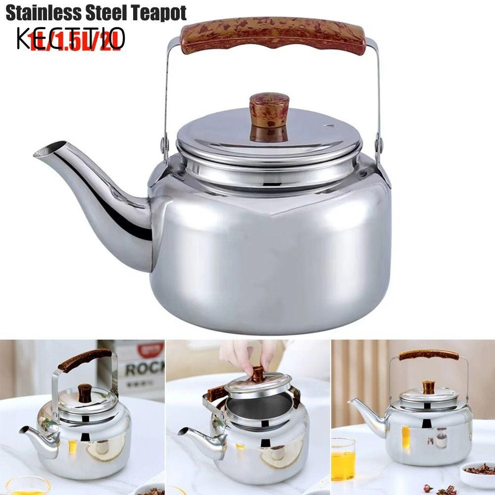 Ấm Trà KECTTIO, Nồi Trà Inox 1L / 1.5L / 2L, Nồi Cà Phê Làm Nóng Nhanh Dung Tích Lớn Cắm Trại Tại Nhà